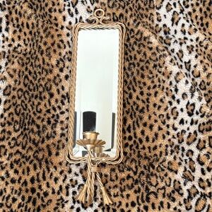 Gold Wall Mirror with Candle Holder